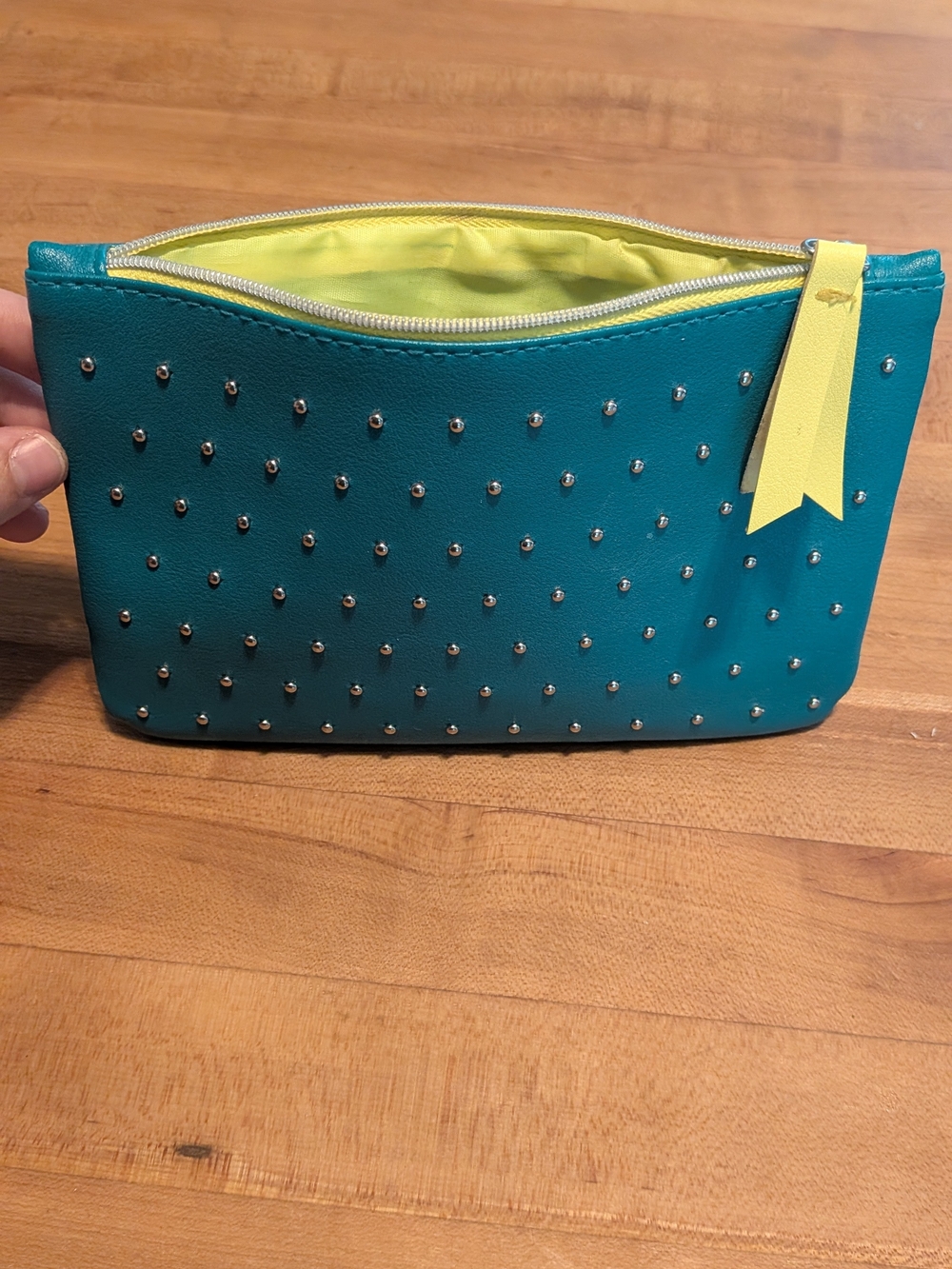 Ipsy 100th Edition Teal & Lime Studded Cosmetic Bag